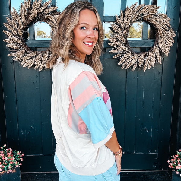 Colorblock Floral Patch Top