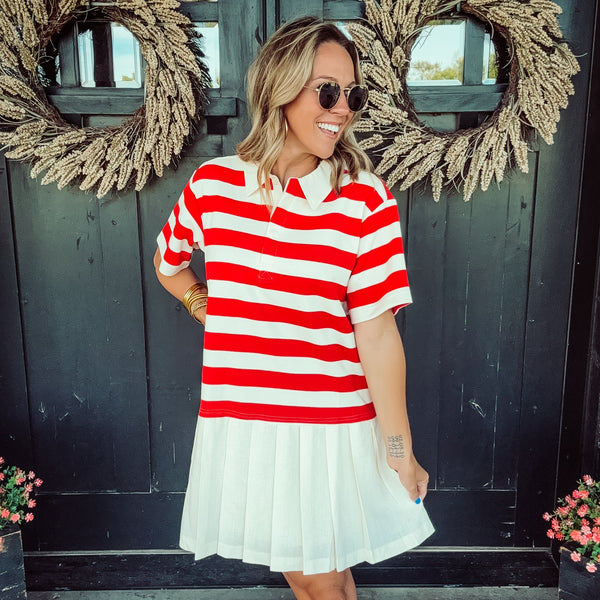 Game Day Polo Dress - RED