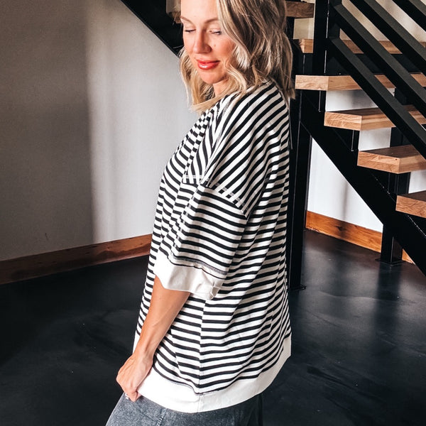 So Simple Striped Oversized Top