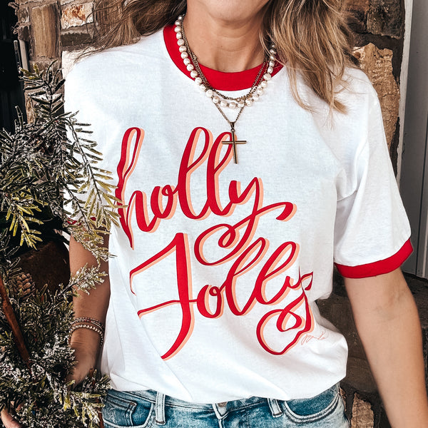 Holly Jolly Ringer Tee