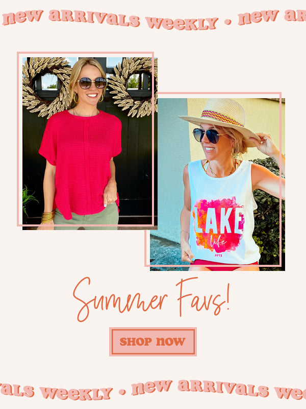Shop our newest arrivals at PPTX. Shown is our lake life tank and our new red top. Click to see more.