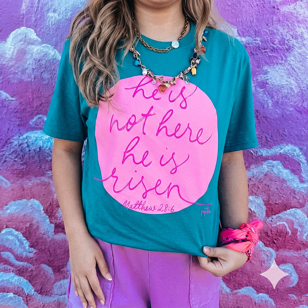 He is Risen Pink Circle Tee