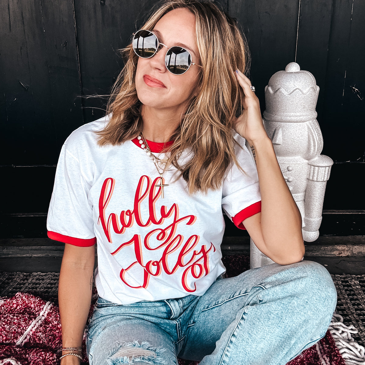 Holly Jolly Ringer Tee