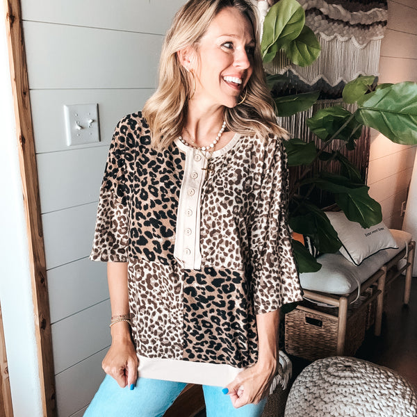 Libby Leopard Colorblock Top
