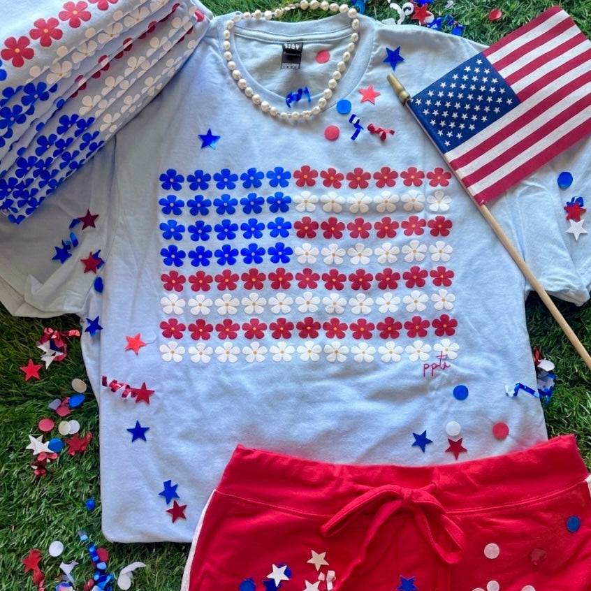 Light Blue USA DAISY Tee