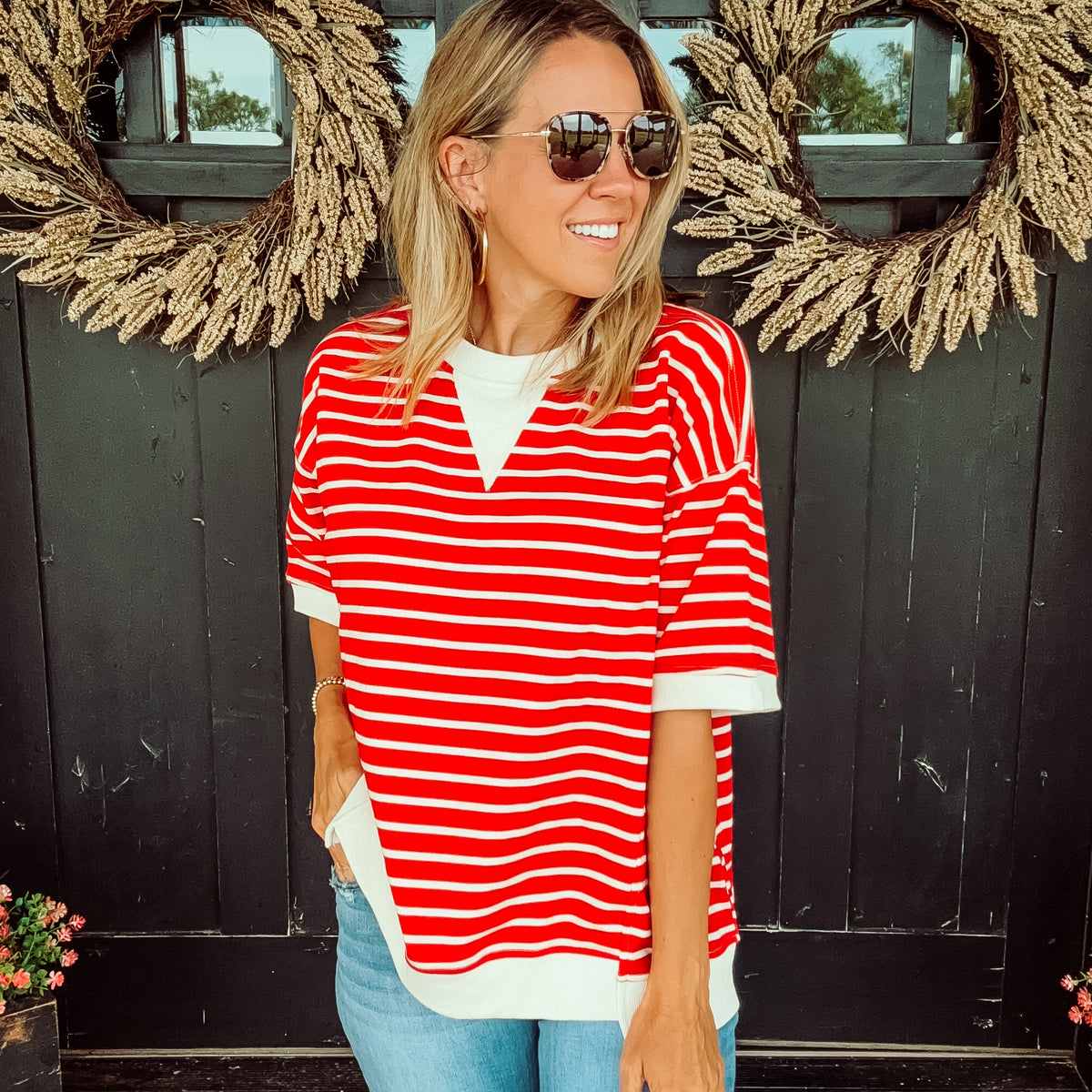 Rad in Red Oversized Terry Top