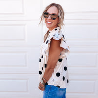 Big Dot Ruffle Sleeve Blouse