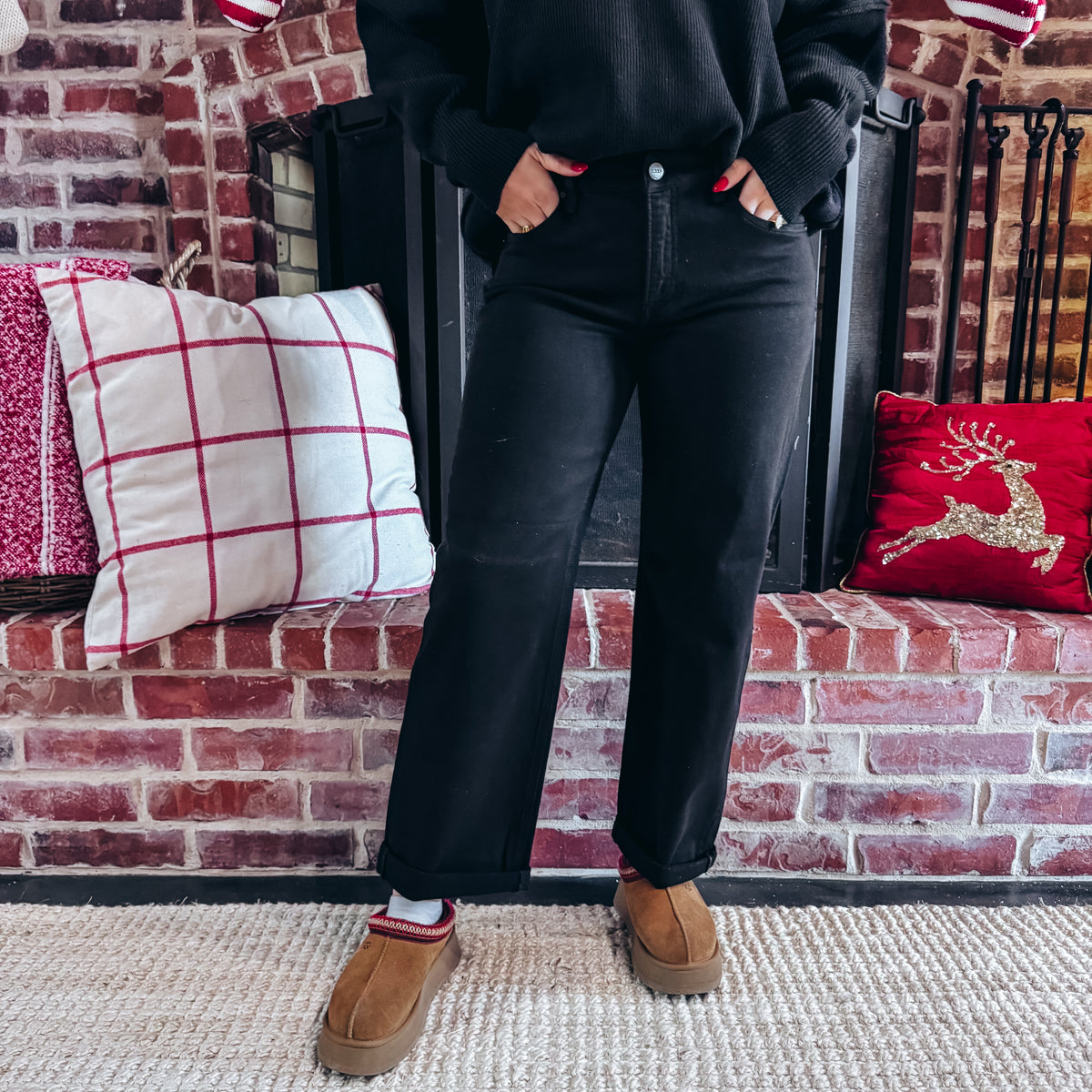 Bella Black Baggy Barrel Jeans