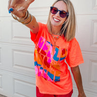 Hello Sunshine Neon Coral Tee