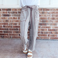 Soft Brush Barrel Louge Pants - BROWN CHECK