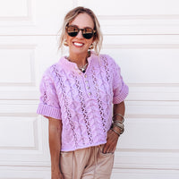 Billie Cable Knit Top - LILAC