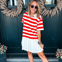 Game Day Polo Dress - RED