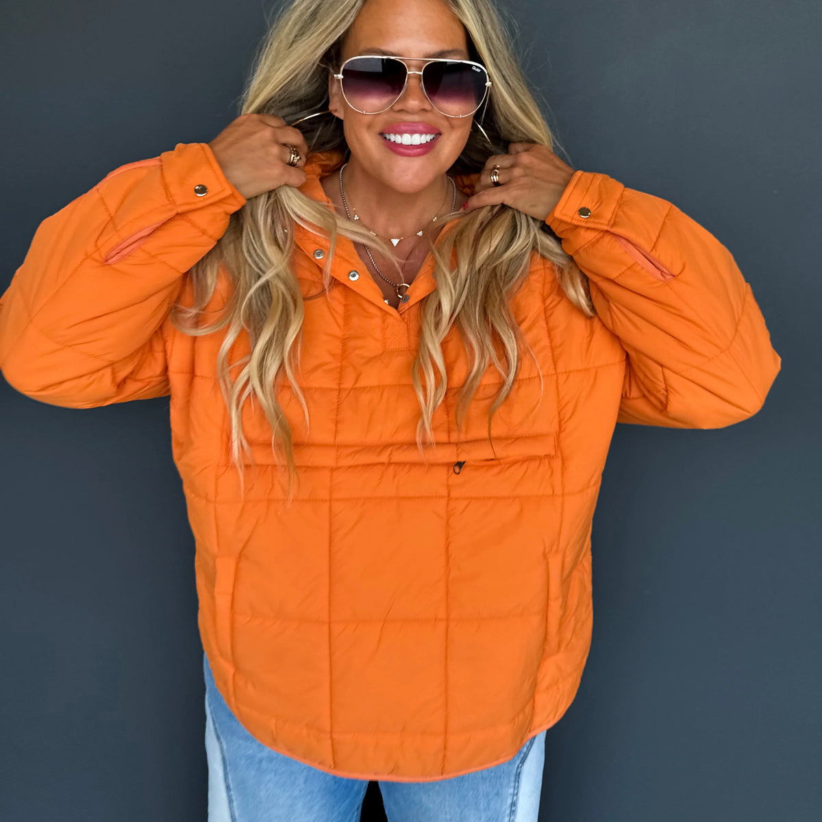 Valerie Vibrant Puffer Jacket - ORANGE