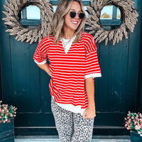 Rad in Red Oversized Terry Top