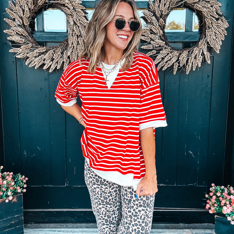 Rad in Red Oversized Terry Top