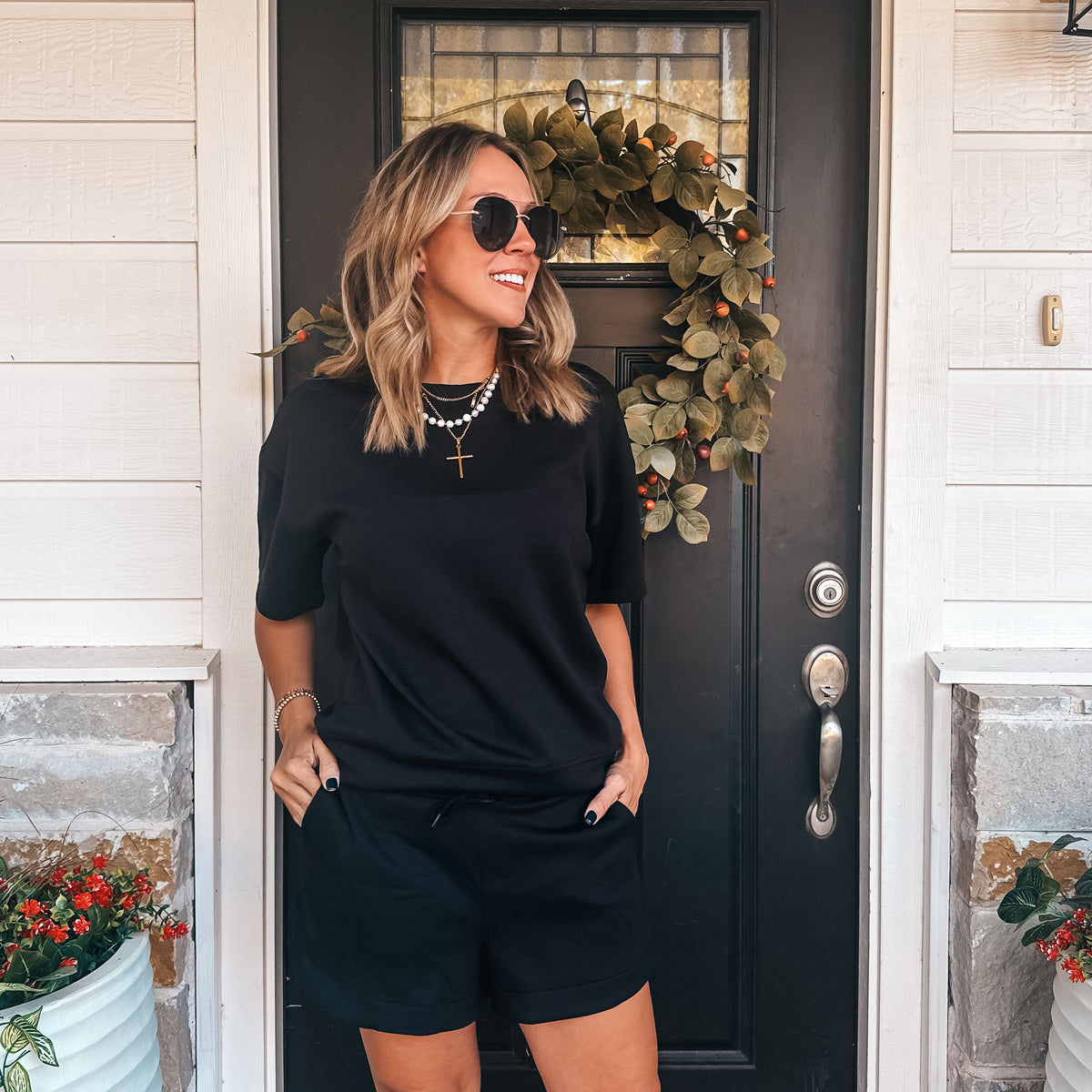 Arianna Scuba Shorts Set- Black