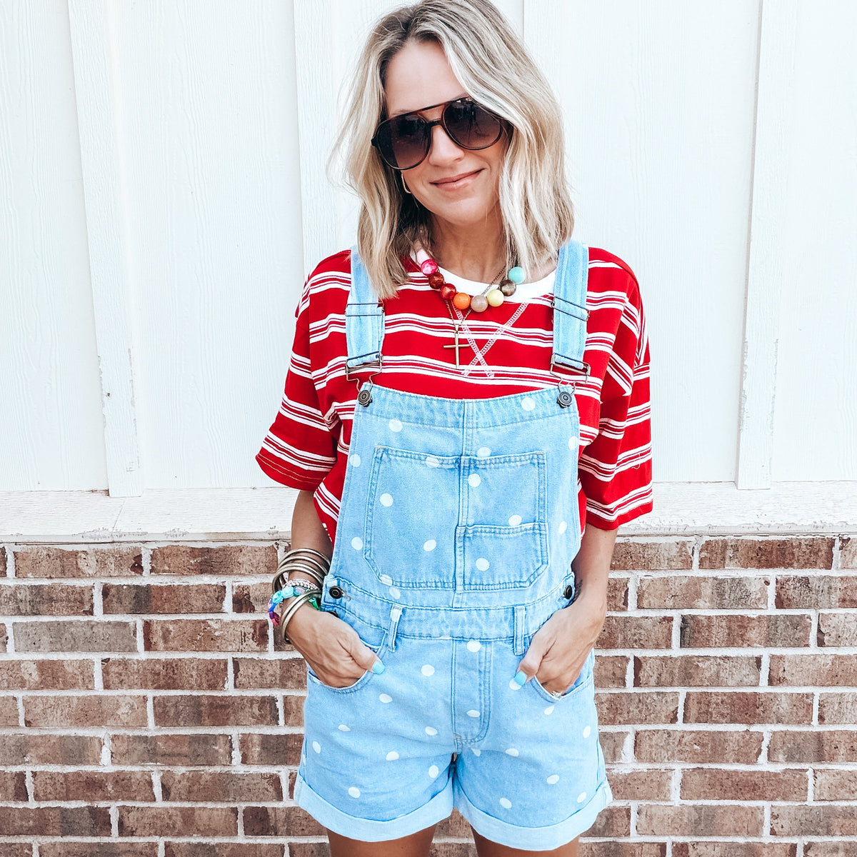 Denim Dotted Overalls