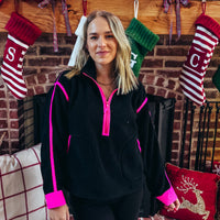 Shaylee Sherpa 1/2 Zip - BLACK