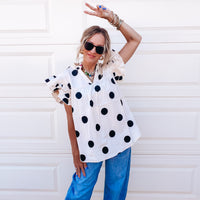 Big Dot Ruffle Sleeve Blouse