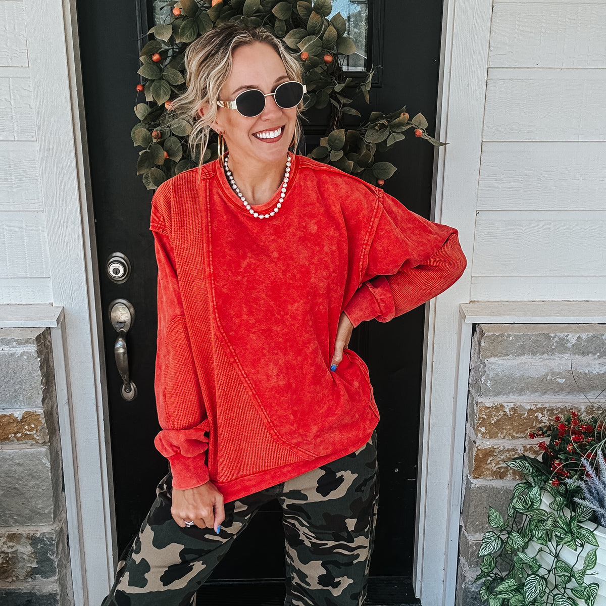 Friday Night Feels Sweatshirt - RED