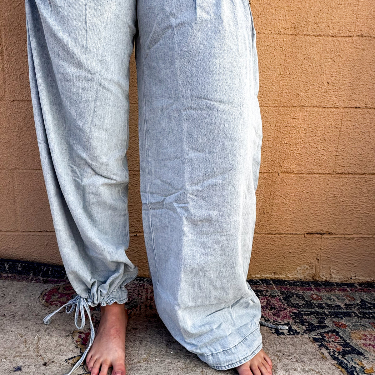 Wide Leg Tie Hem Jeans