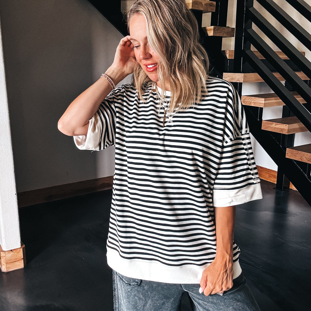 So Simple Striped Oversized Top