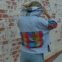Checkered Quilt Zip Up Cardigan