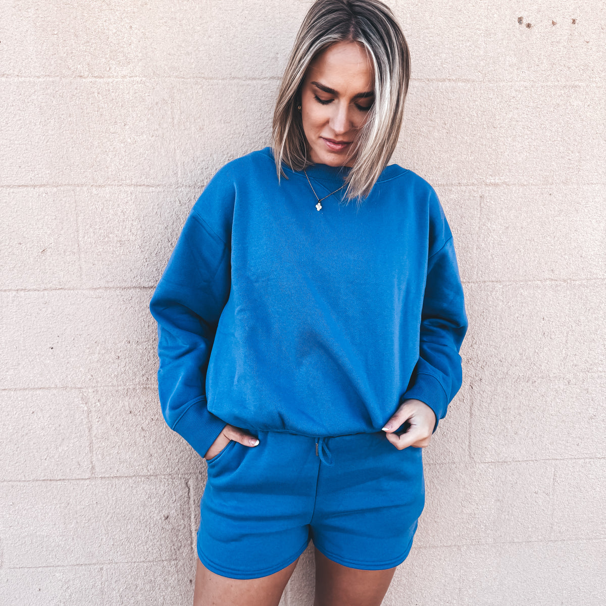 Callie Casual Short Set - DUSTY BLUE