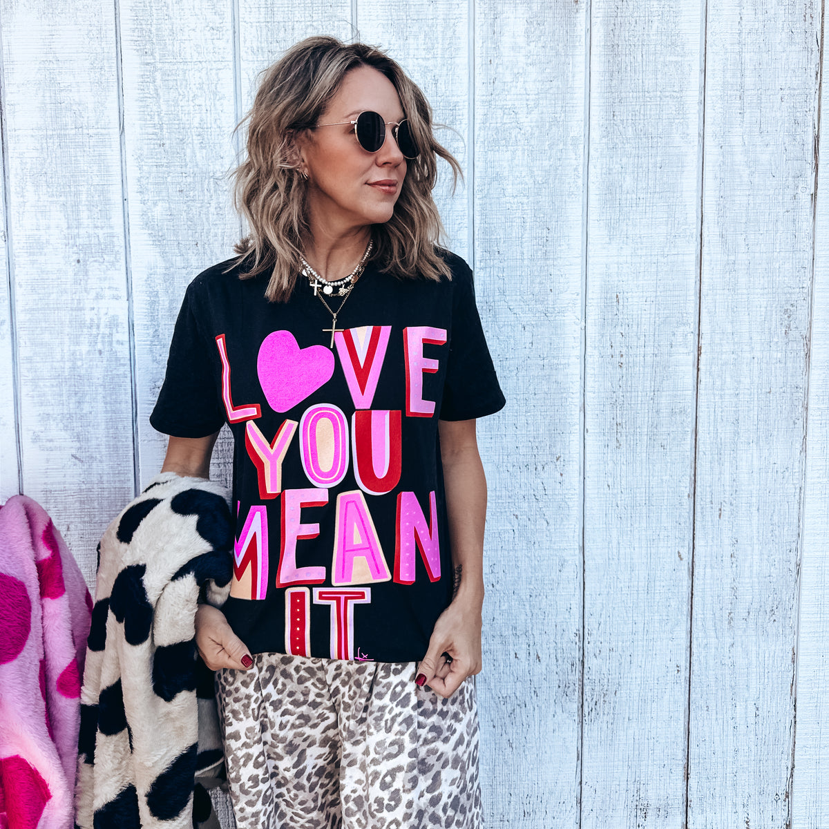 Love ya Mean it Black Tee