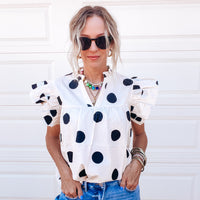Big Dot Ruffle Sleeve Blouse