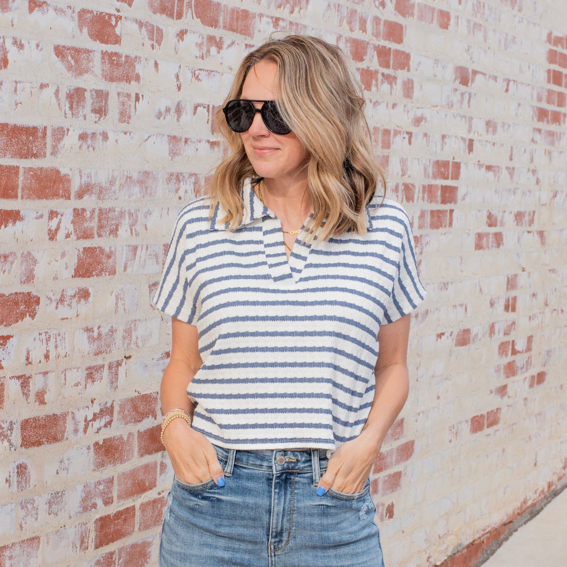 Chrisley Cropped Blouse - DENIM