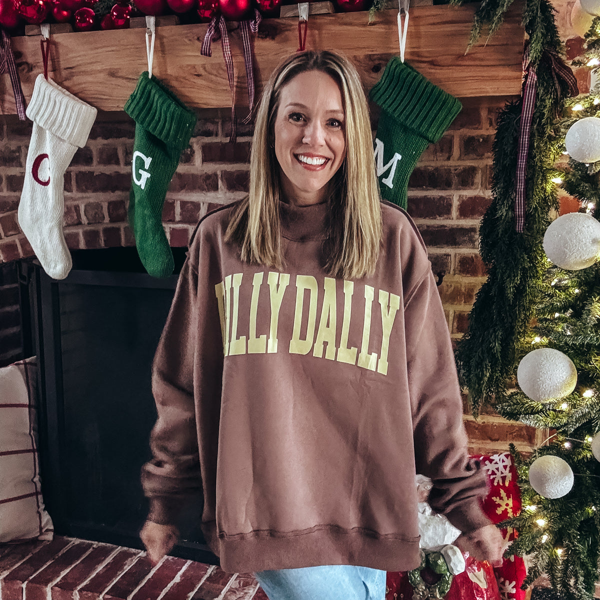 Dilly Dally Mock Neck Sweater - COFFEE