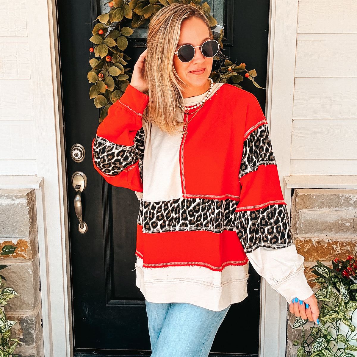 Linlee Leopard Patchwork Sweatshirt