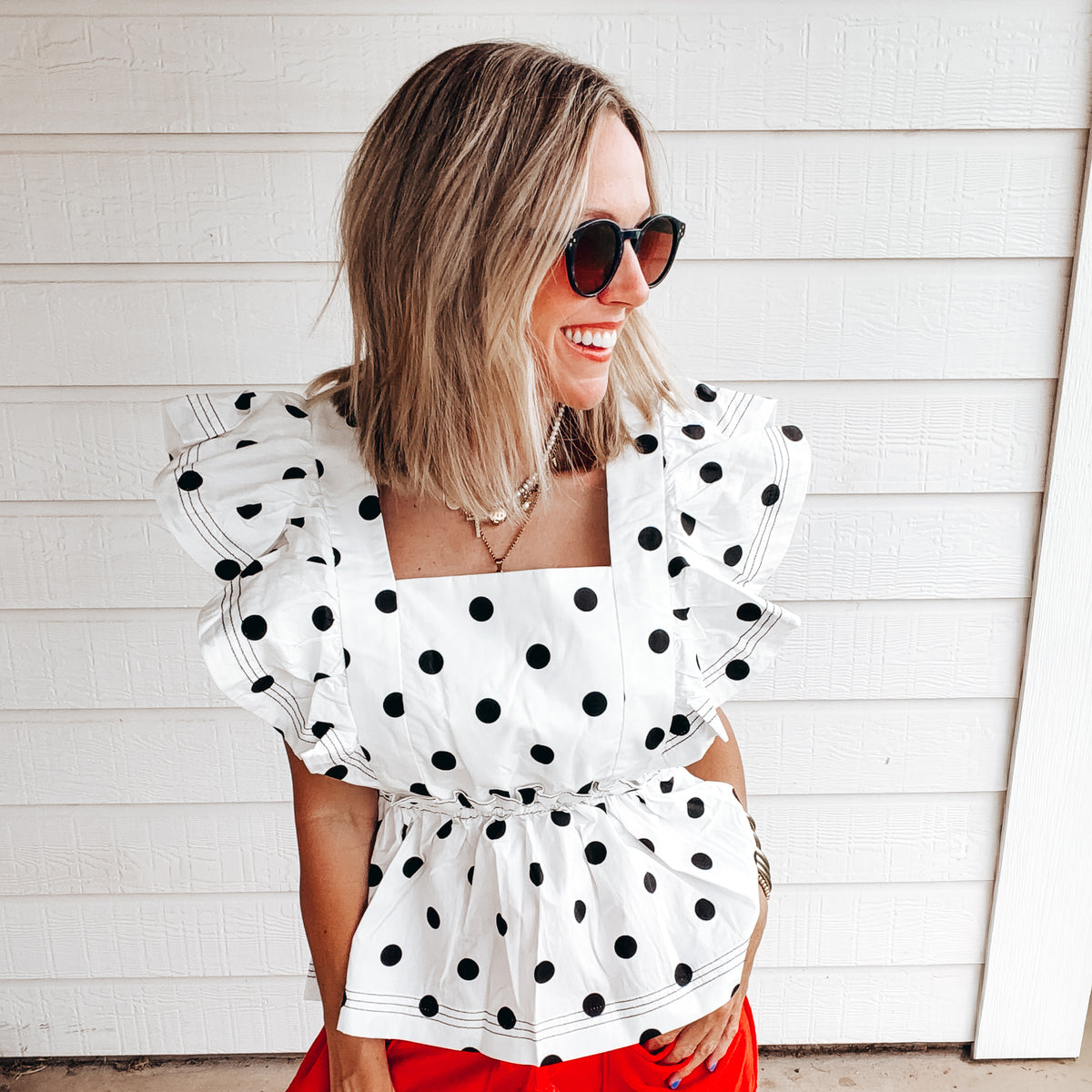 Spot Me Statement Blouse - WHITE