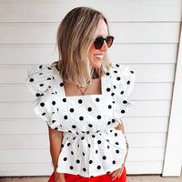 Spot Me Statement Blouse - WHITE