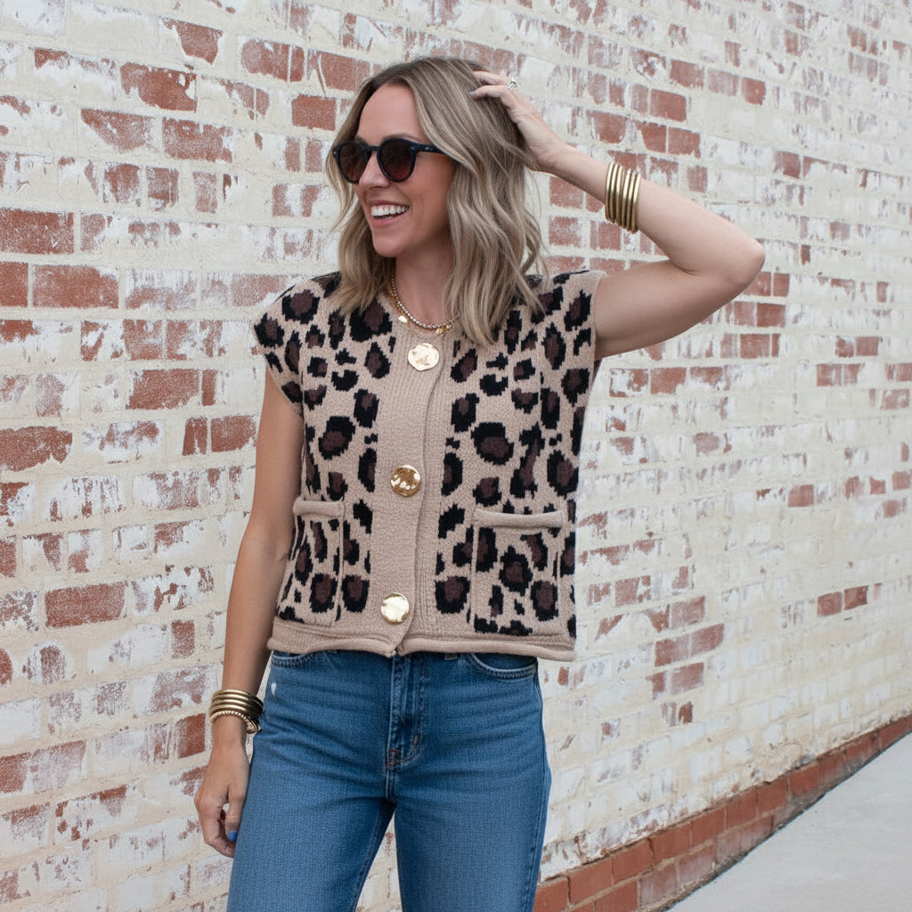 Lost in Leopard Sweater Vest