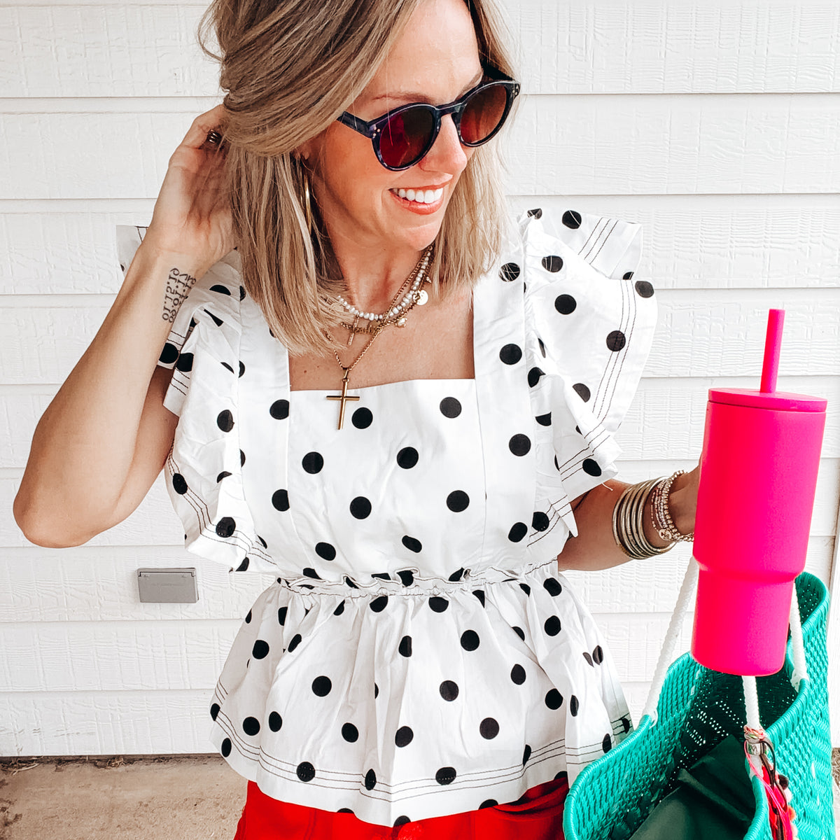 Spot Me Statement Blouse - WHITE