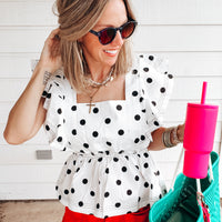Spot Me Statement Blouse - WHITE