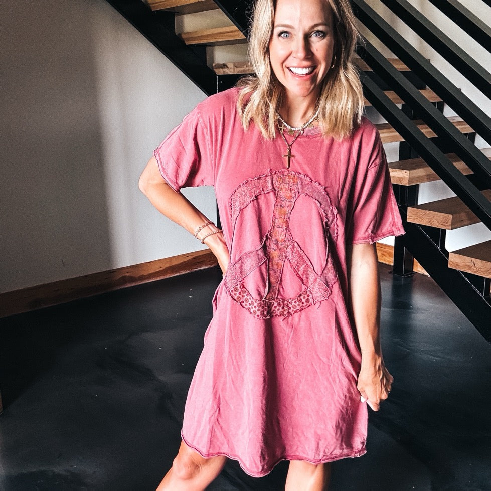 Plum Peace T-shirt Dress