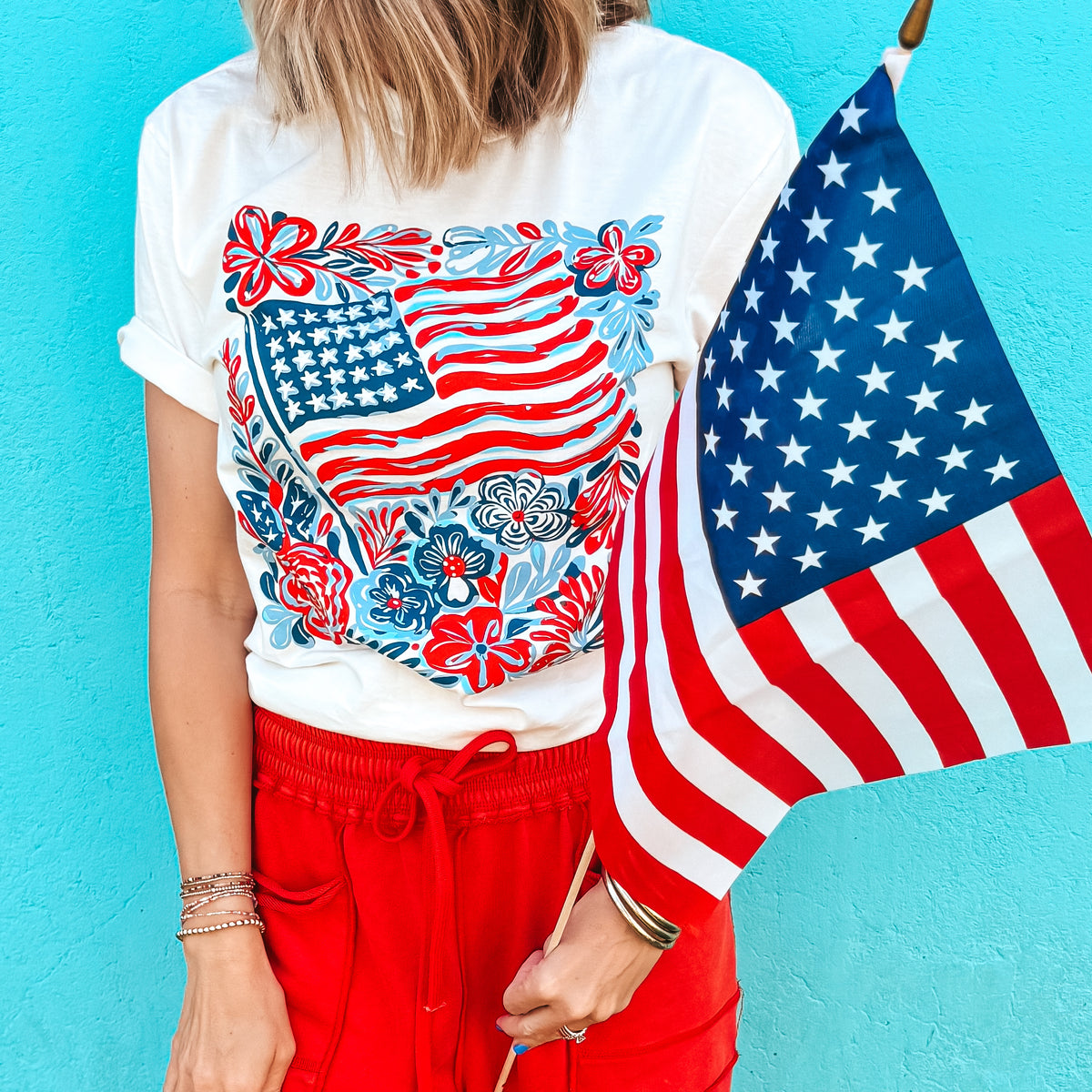 Flag & Flowers Tee