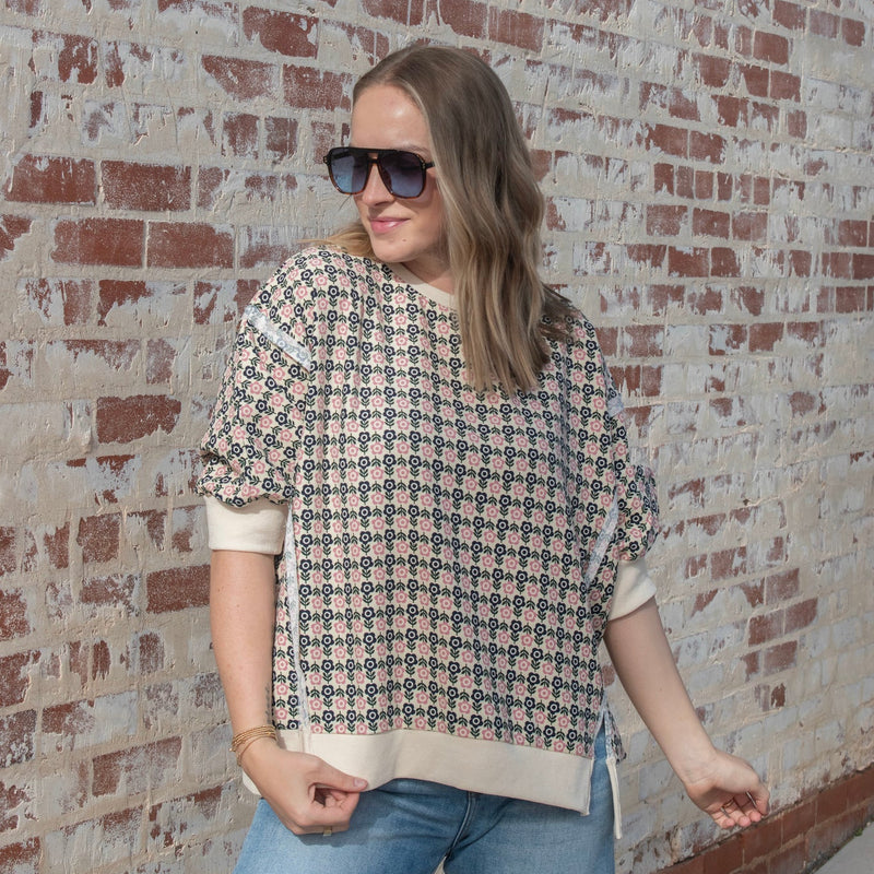 Field of Florals Top - NAVY