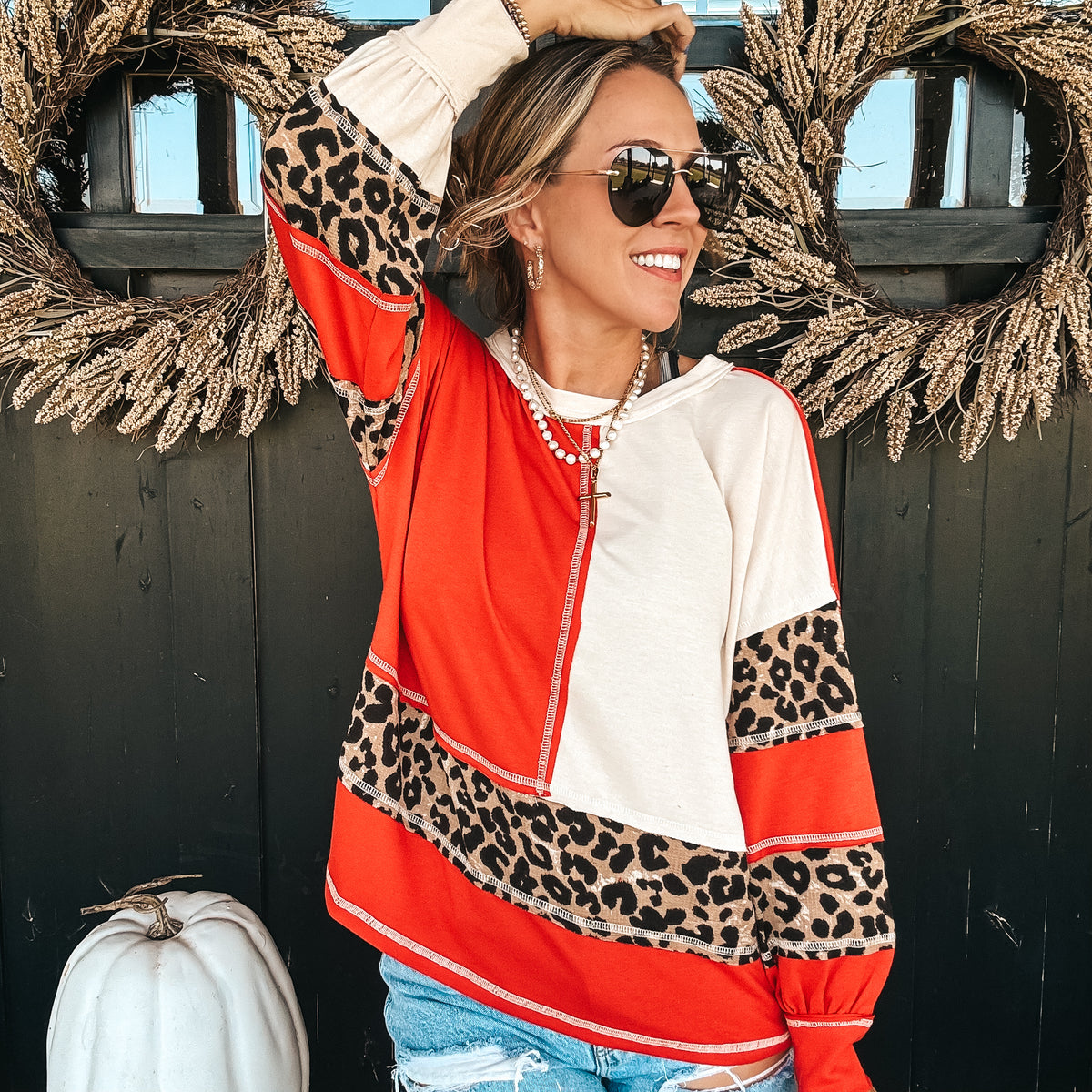 Linlee Leopard Patchwork Sweatshirt