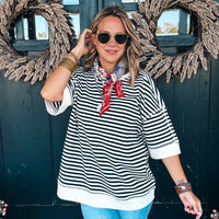 So Simple Striped Oversized Top - BLACK
