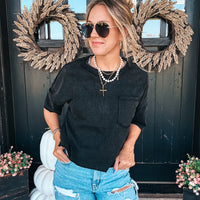 Camille Cropped Basic Tee - BLACK