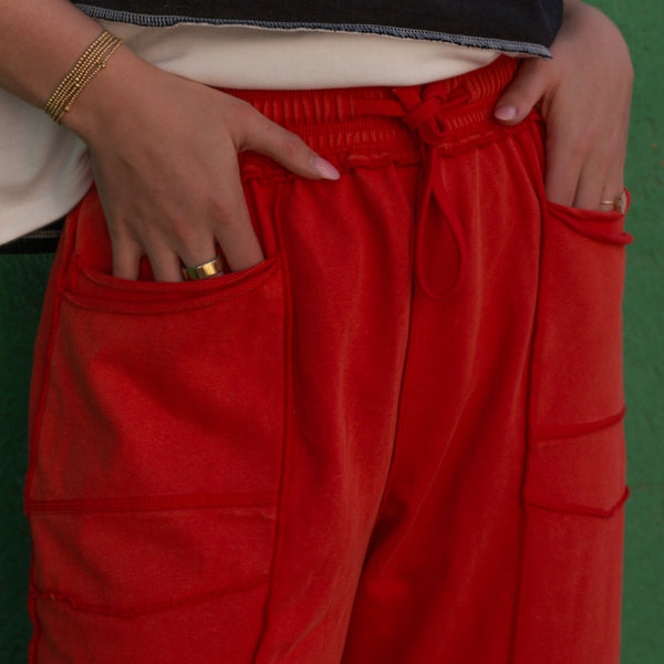 Braxton Barrel Louge Pants - RED