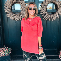 Mae Mineral Wash Tee - RED