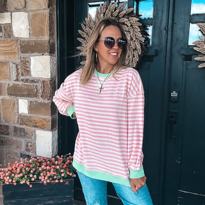 Landry Striped Sweatshirt - PINK