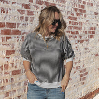 Serenity Striped Top - BLACK