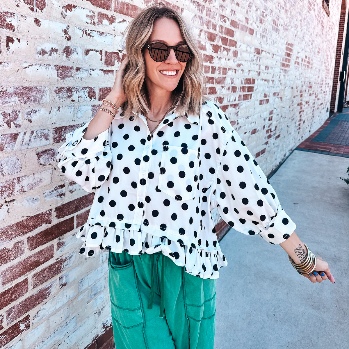 Polka Dot Ruffled Top