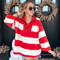 Gameday Striped Jersey Top - RED